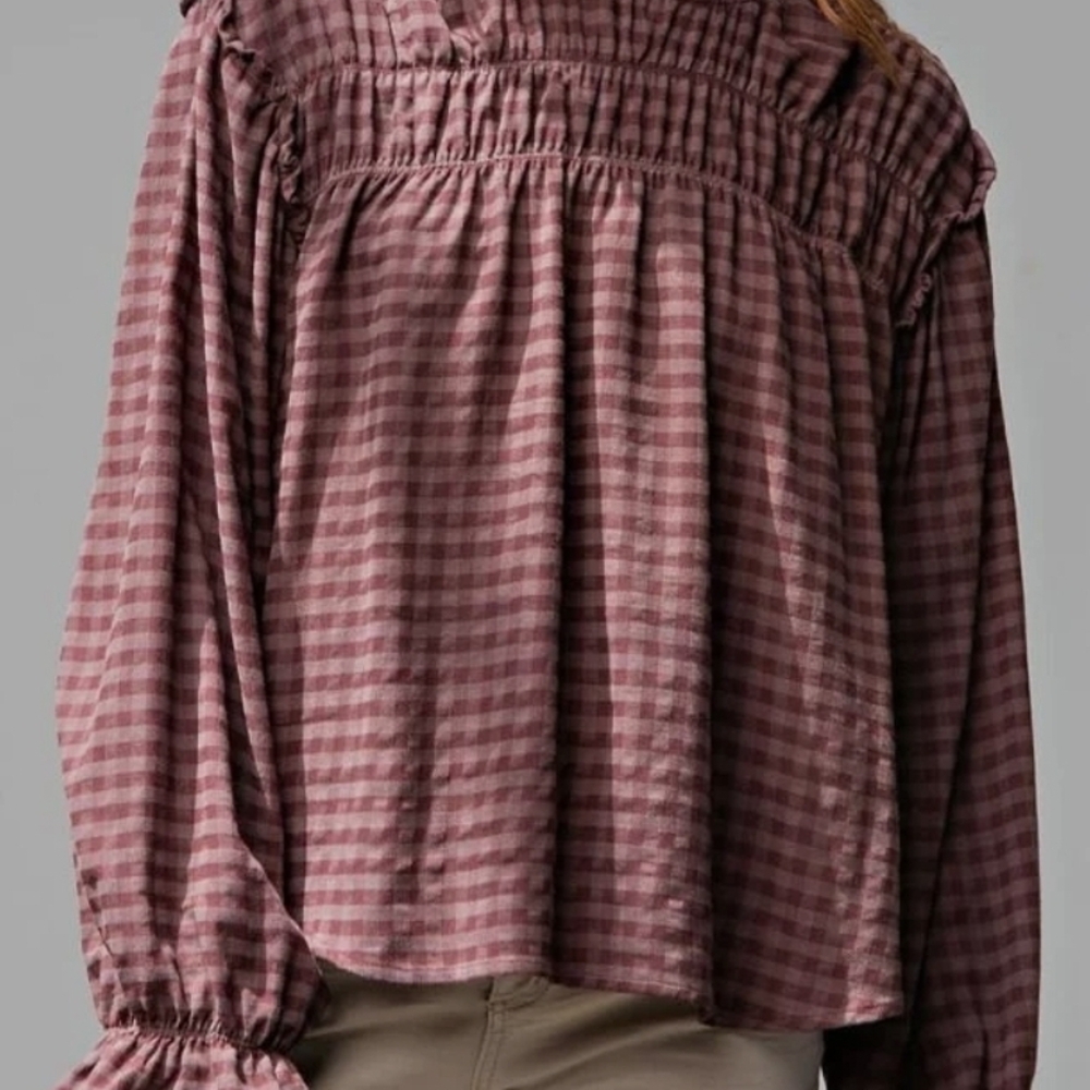 Gingham Long Sleeve Blouse